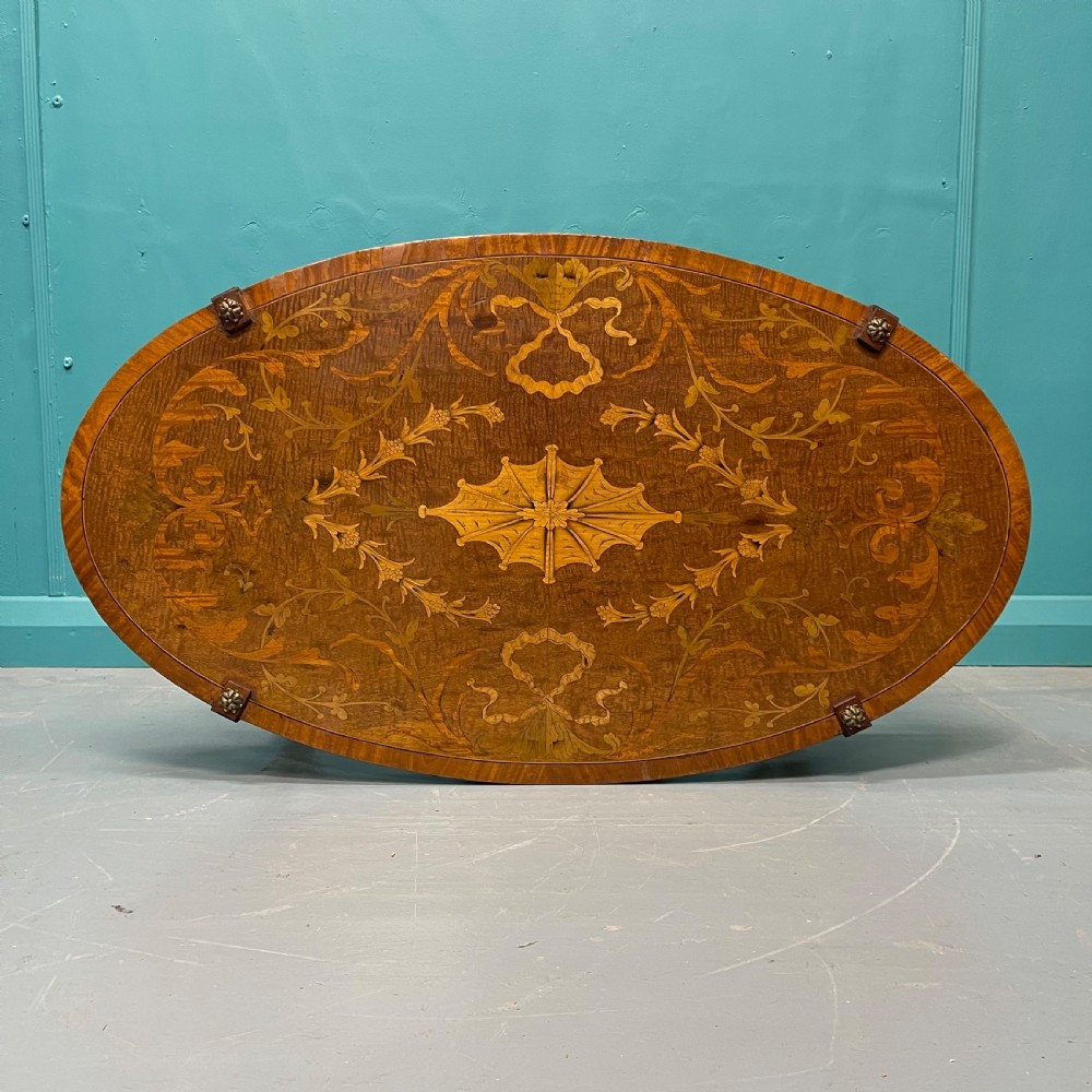 Oval marquetry coffee table by Greenwood & Sons View VII