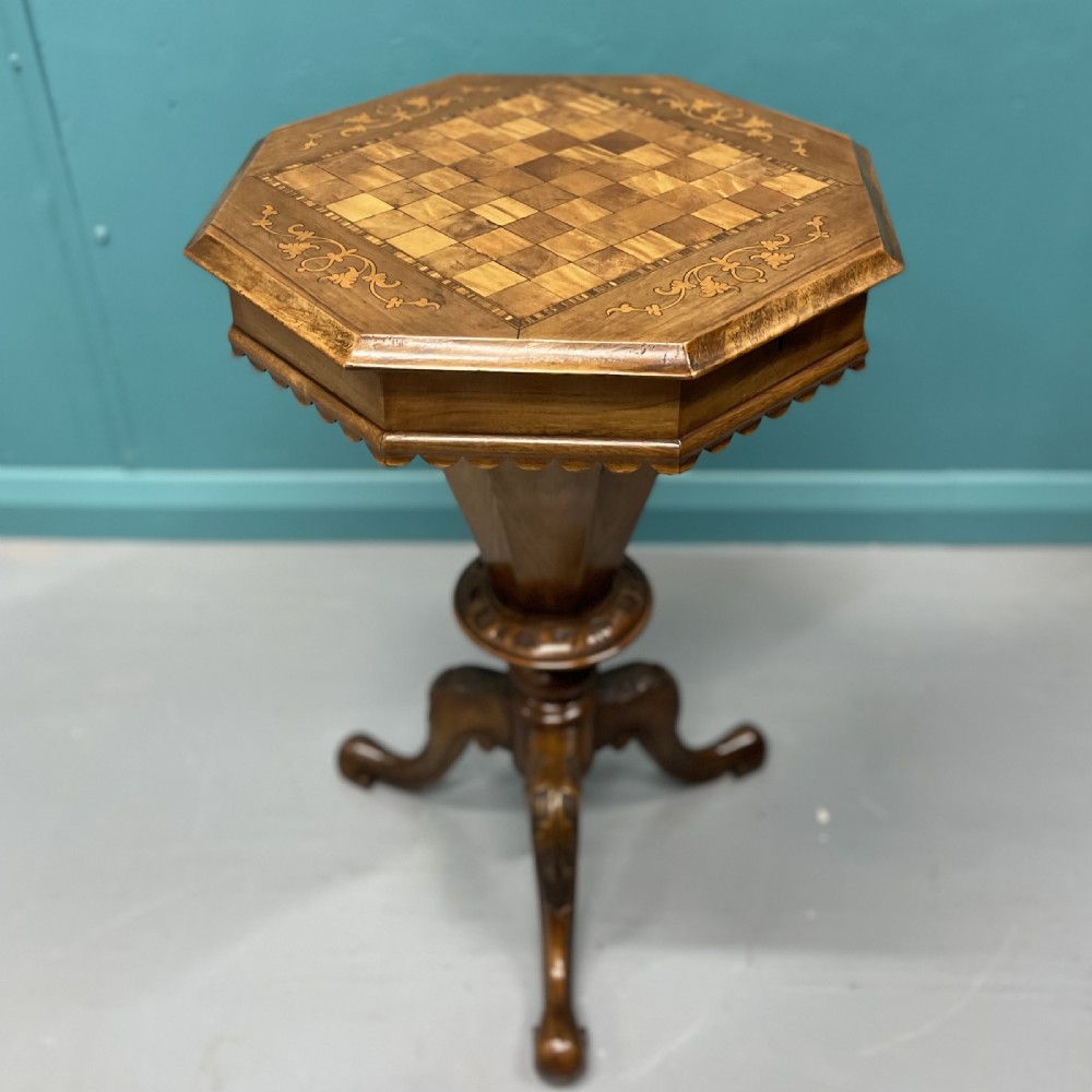 Games top sewing work table in walnut  View II