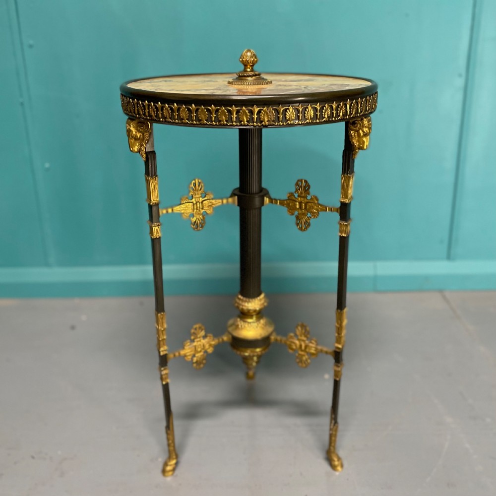 French gilt brass and marble top side table