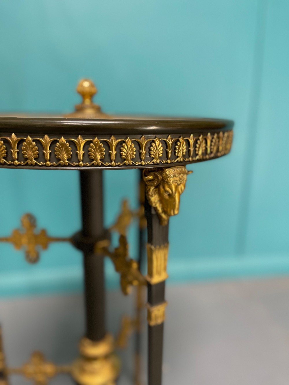 French gilt brass and marble top side table View III