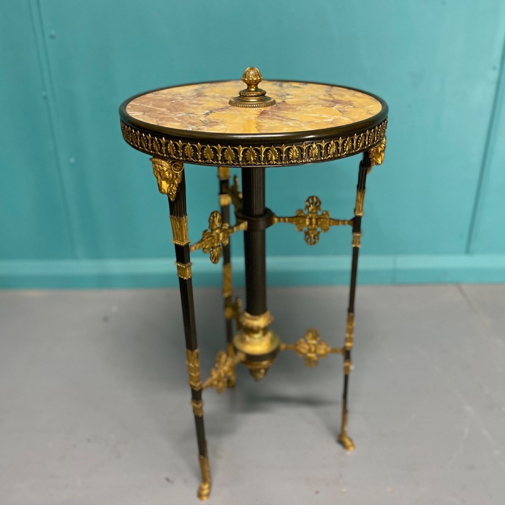 French gilt brass and marble top side table View IV