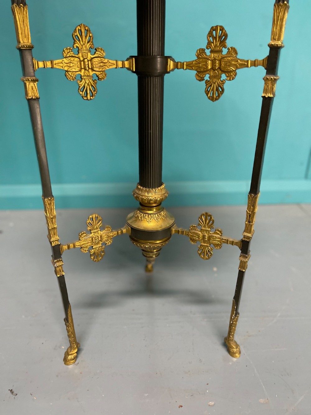 French gilt brass and marble top side table View V