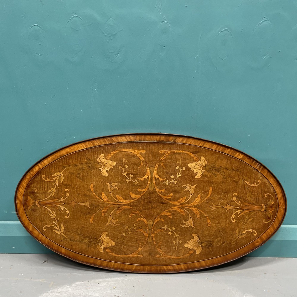 Sheraton style oval marquetry tray View II