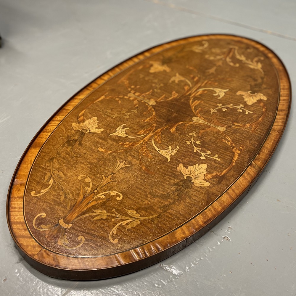 Sheraton style oval marquetry tray View III
