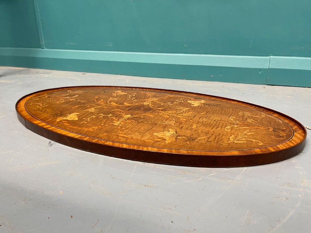 Sheraton style oval marquetry tray View V