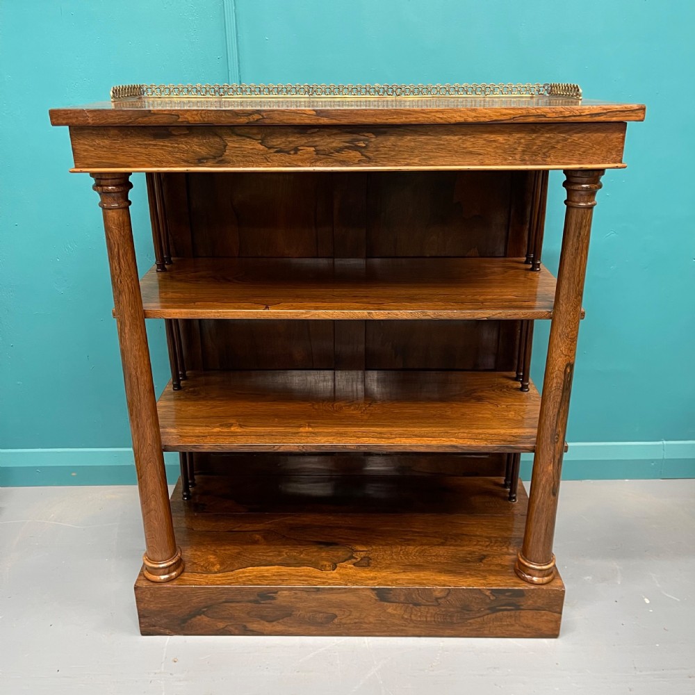 Regency rosewood open bookcase with brass gallery View II