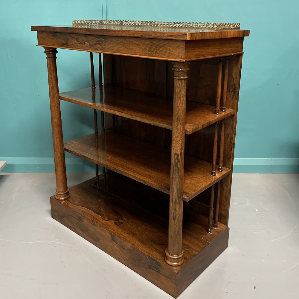 Regency rosewood open bookcase with brass gallery View III