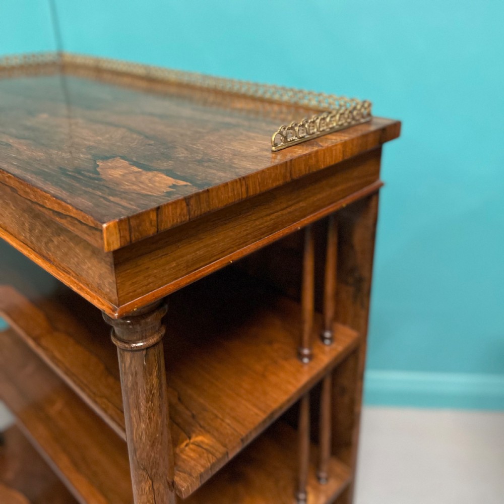 Regency rosewood open bookcase with brass gallery View IV