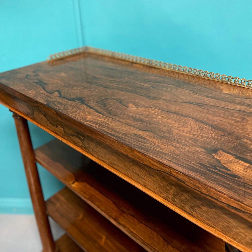 Regency rosewood open bookcase with brass gallery View V