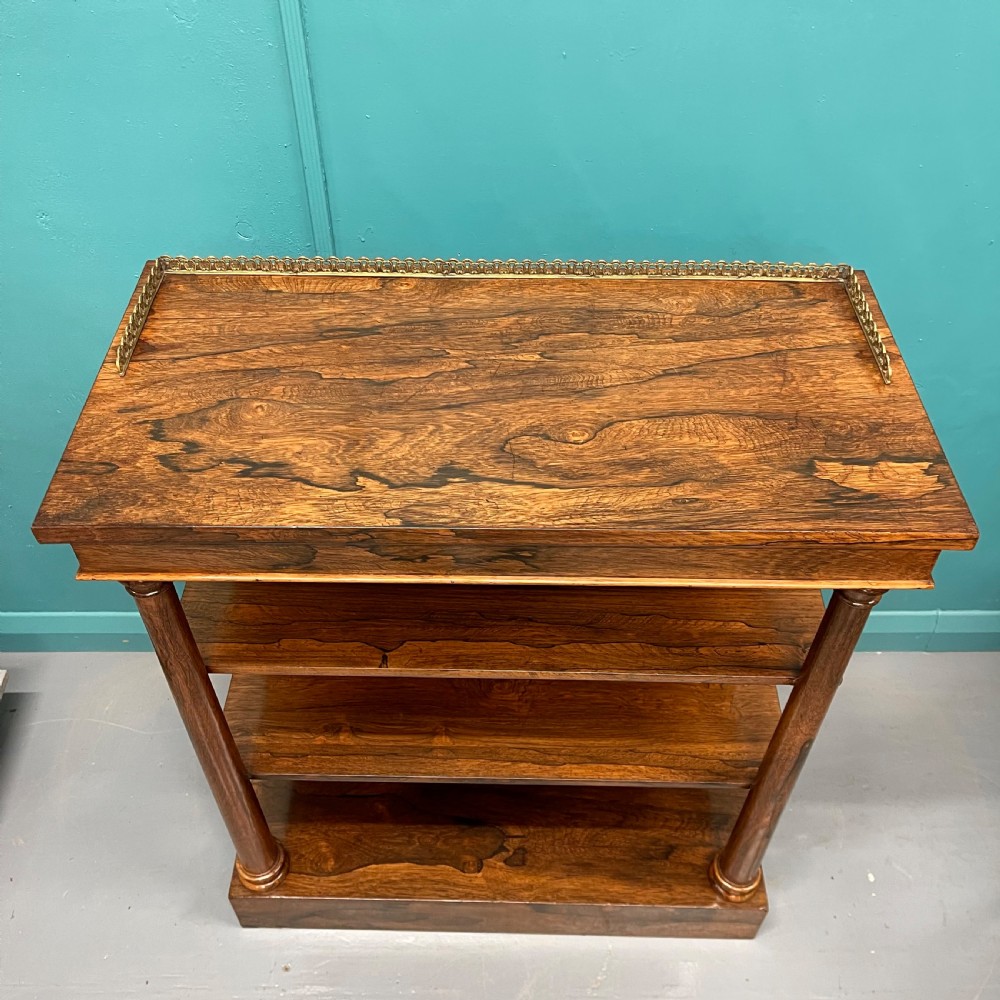 Regency rosewood open bookcase with brass gallery View VI