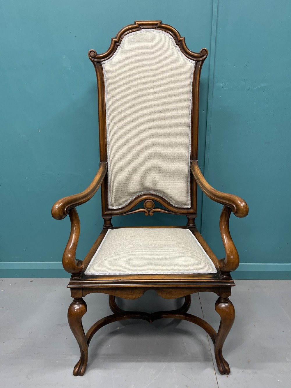 High back occasional hall chair in walnut View II