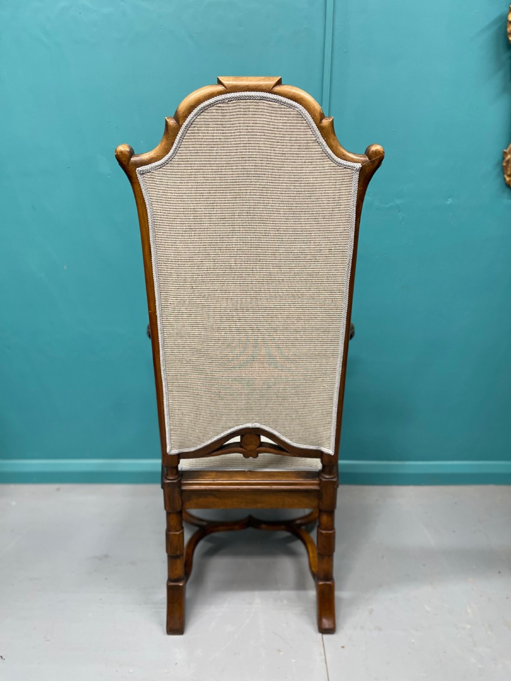 High back occasional hall chair in walnut View V