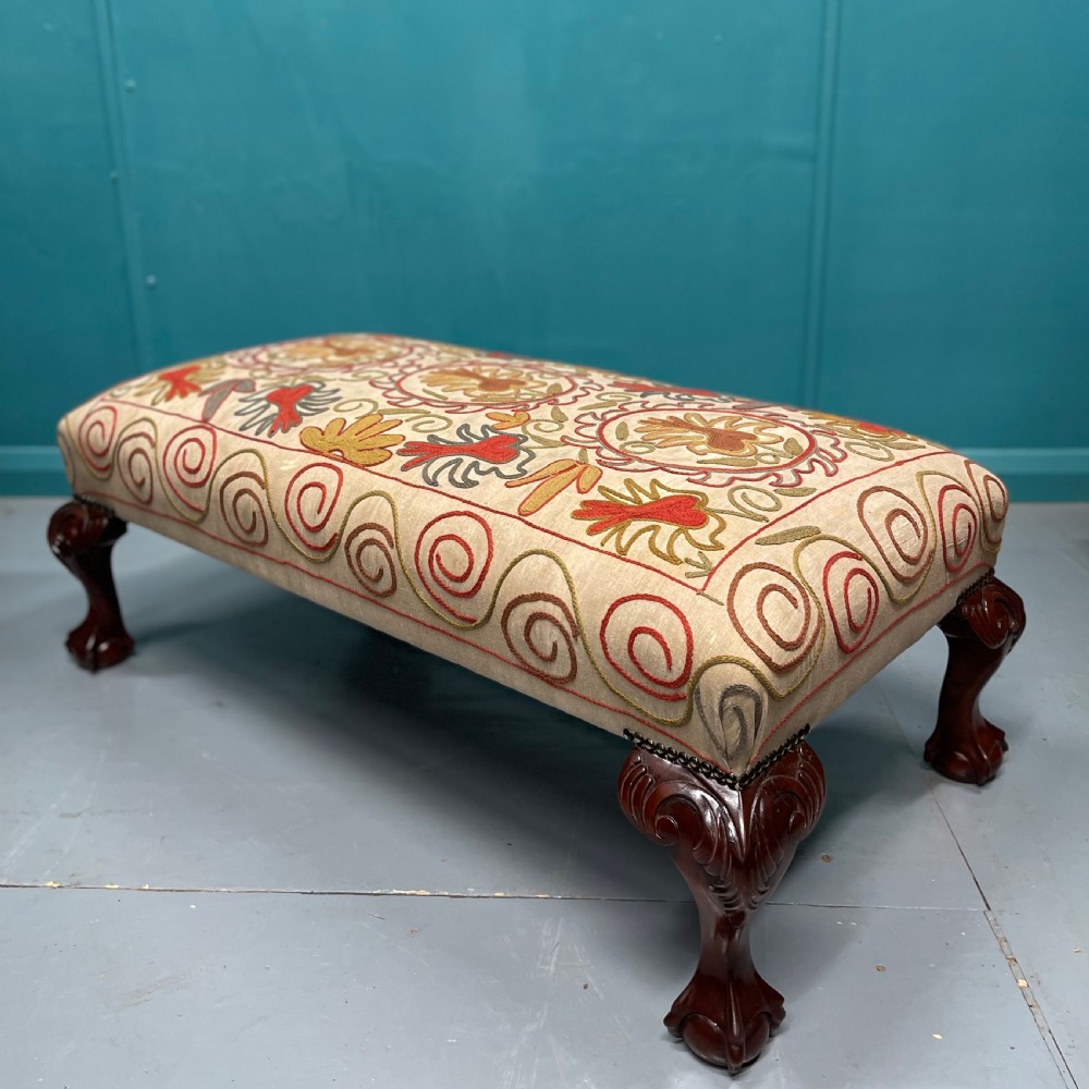 Ball and claw feet needlepoint ottoman stool
