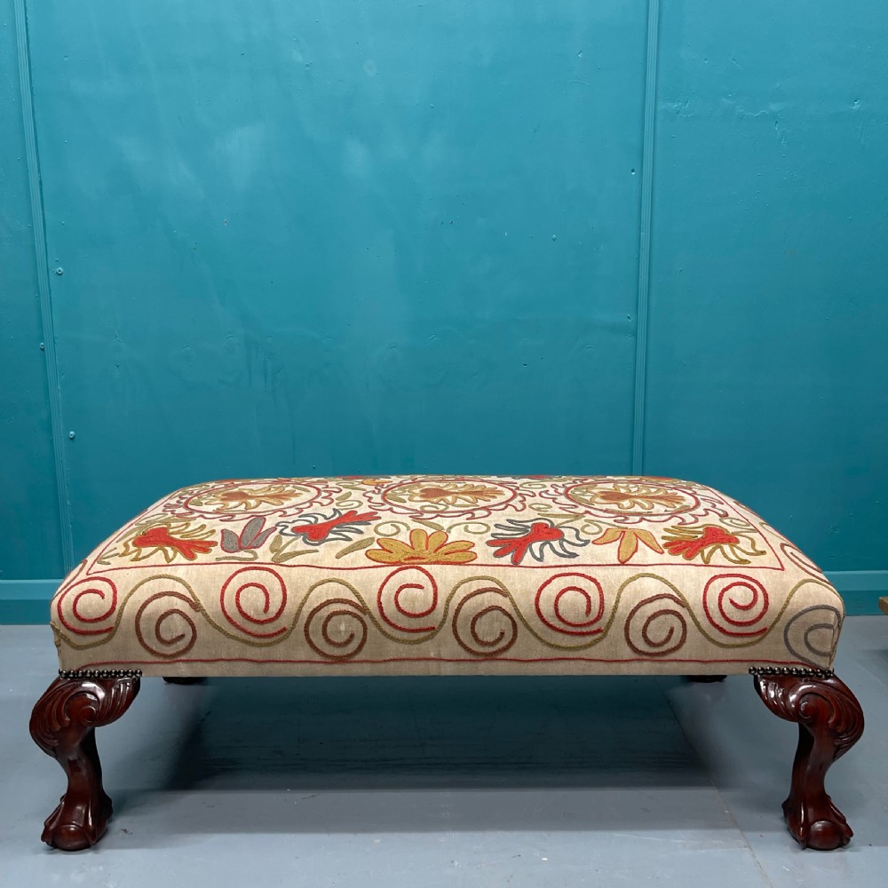 Ball and claw feet needlepoint ottoman stool View II