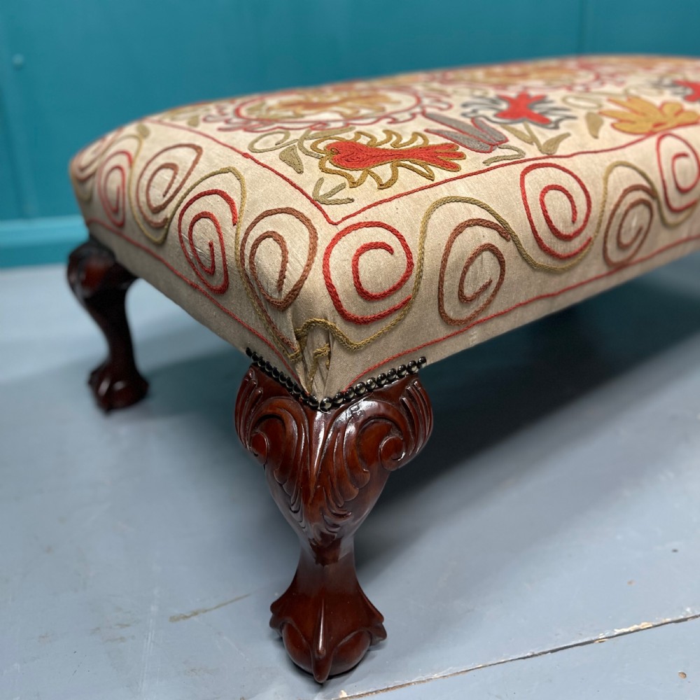 Ball and claw feet needlepoint ottoman stool View IV