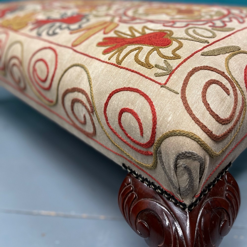 Ball and claw feet needlepoint ottoman stool View V