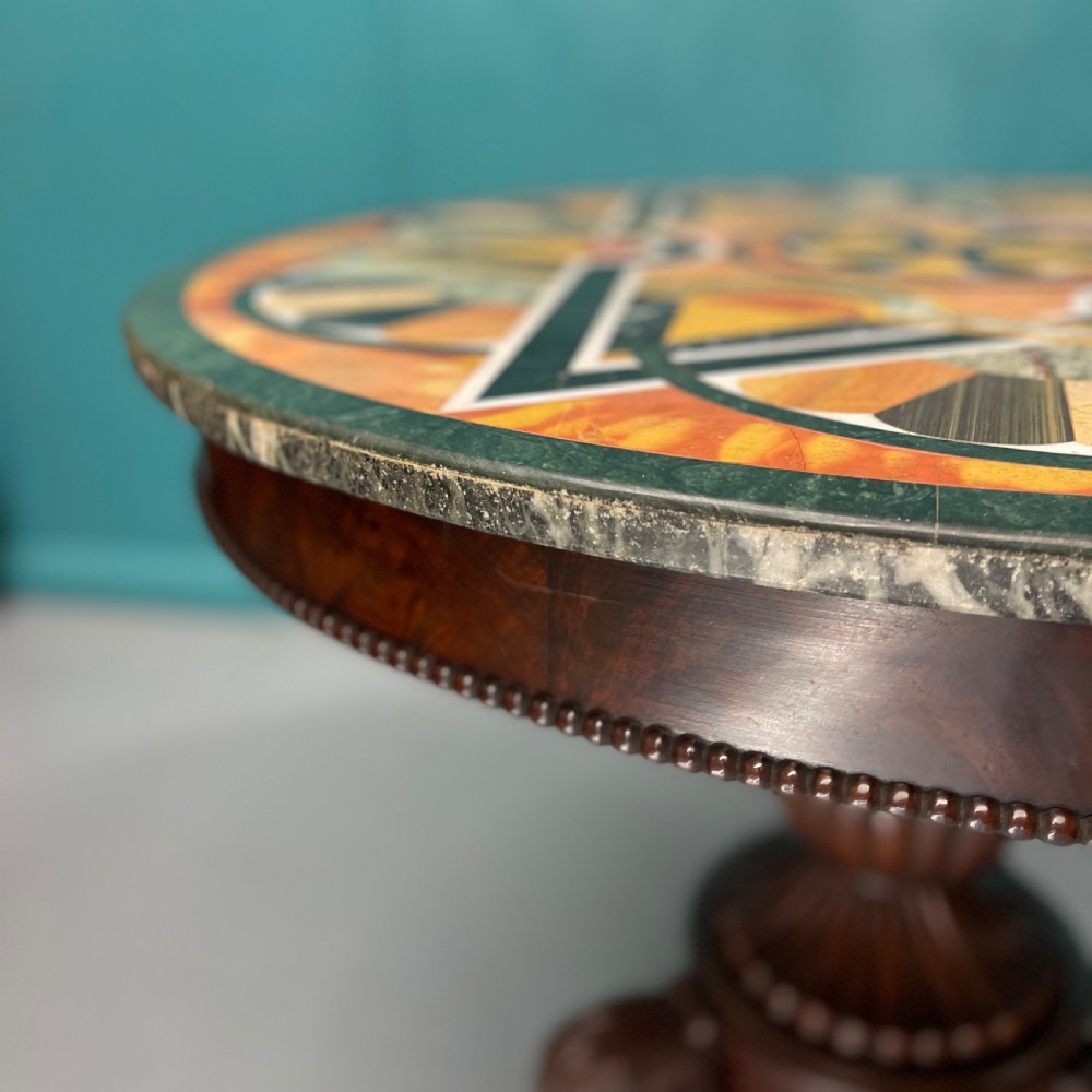 French empire gueridon table with specimen marble top View II