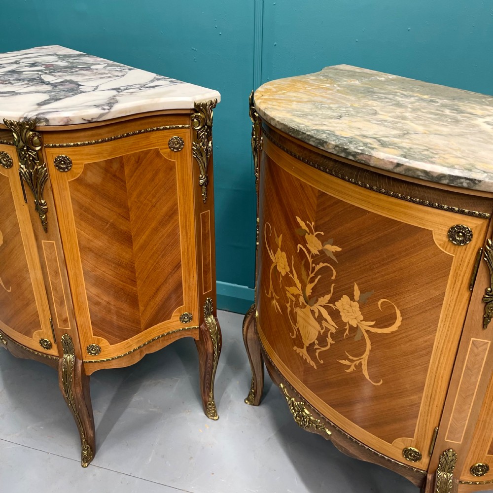Pair of French marble top pier cabinets View VI