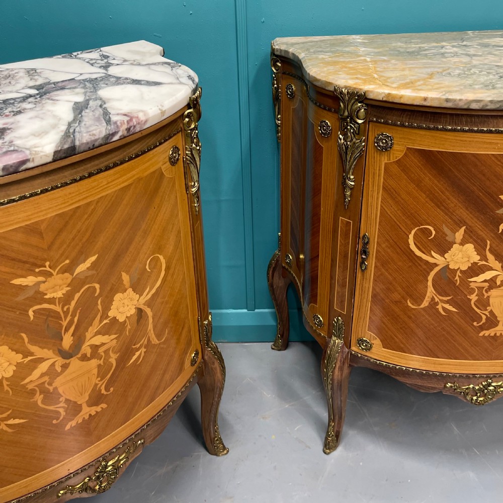 Pair of French marble top pier cabinets View VII