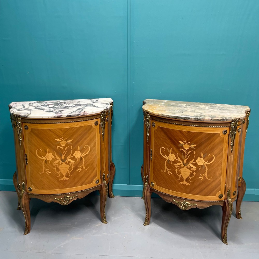 Pair of French marble top pier cabinets View VIII