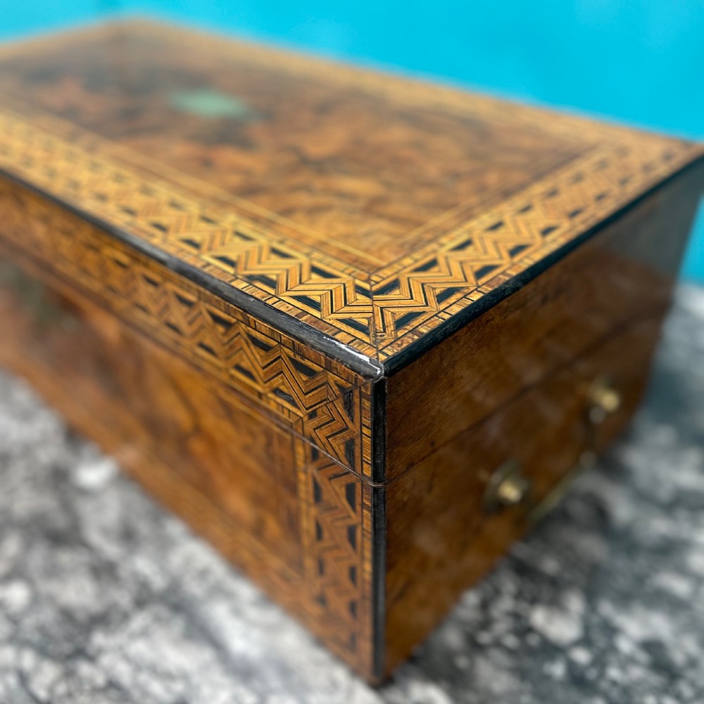 Geometric parquetry Tonbridge ware writing box View V