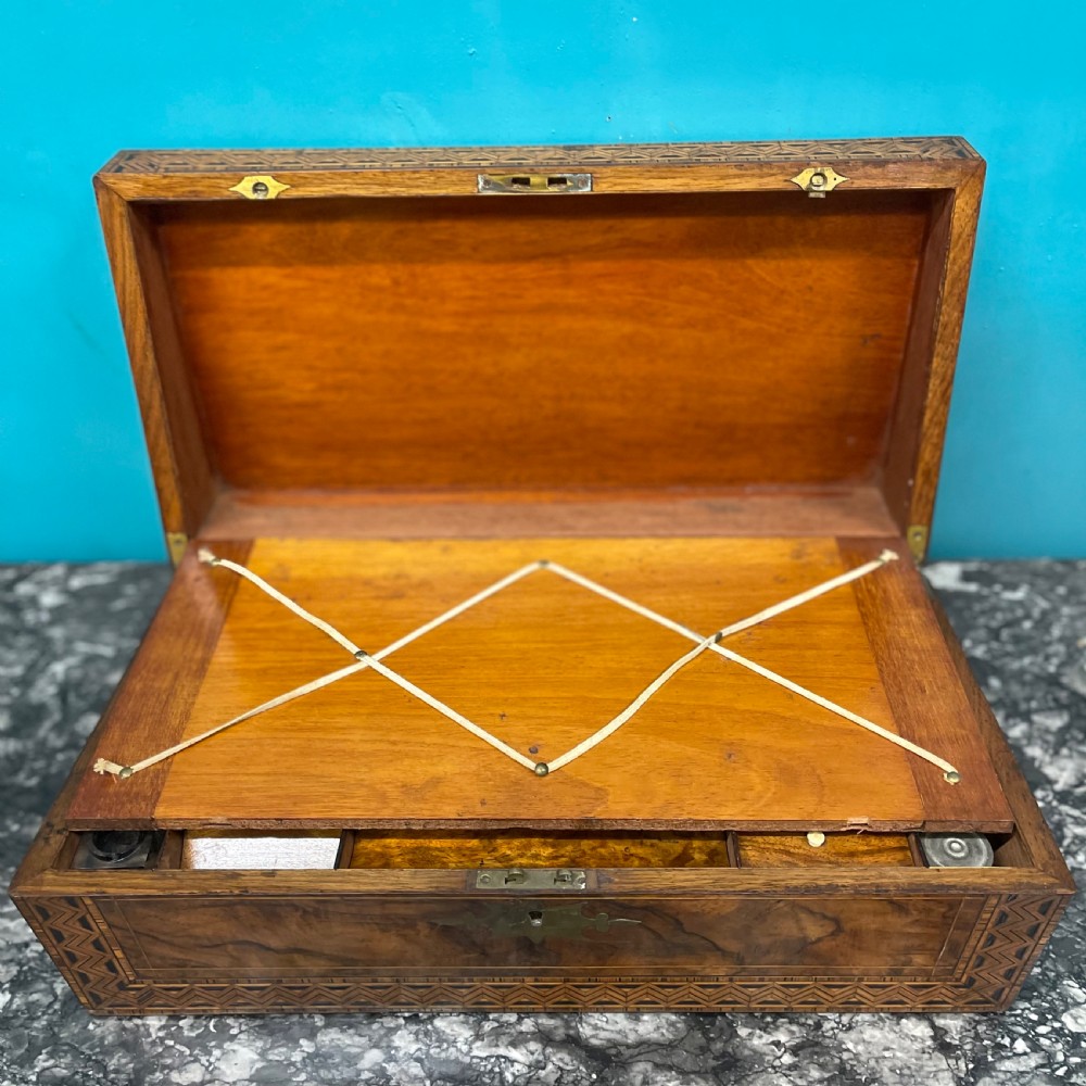 Geometric parquetry Tonbridge ware writing box View VII
