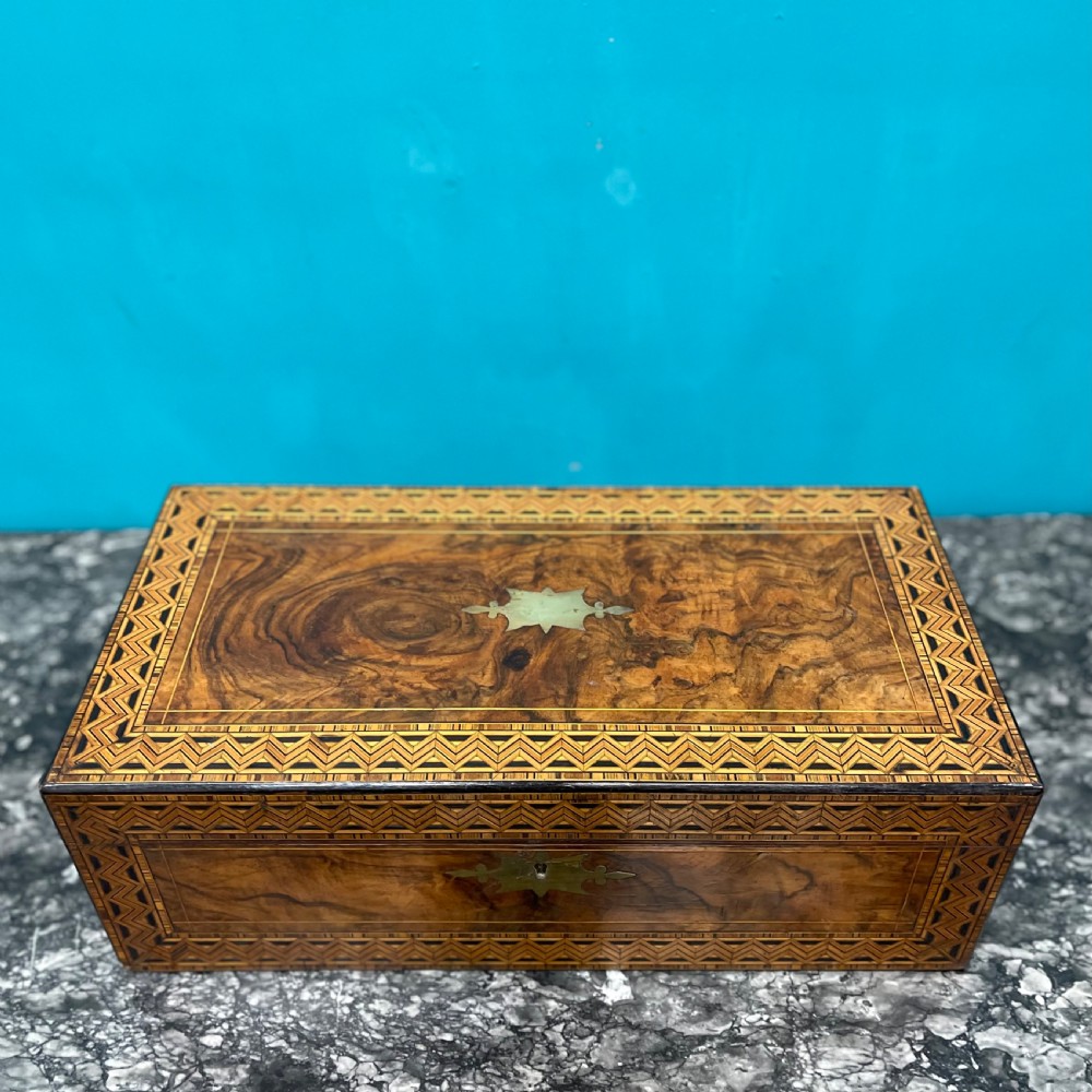 Geometric parquetry Tonbridge ware writing box View XII