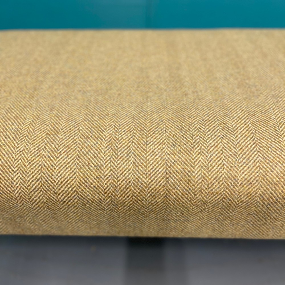 Newly upholstered tweed ottoman with barley twists View IV
