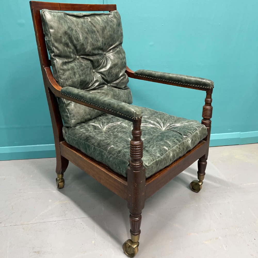 Late Georgian bergere armchair on castors
