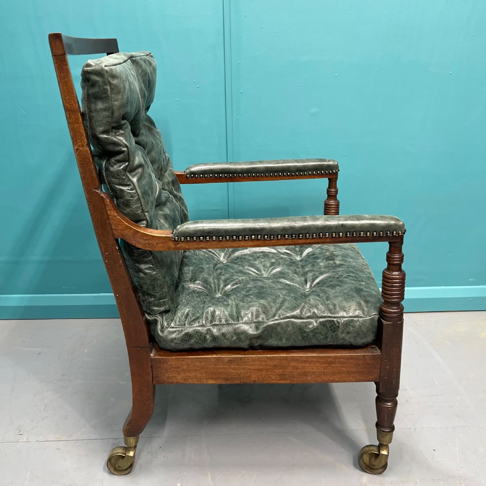 Late Georgian bergere armchair on castors View II