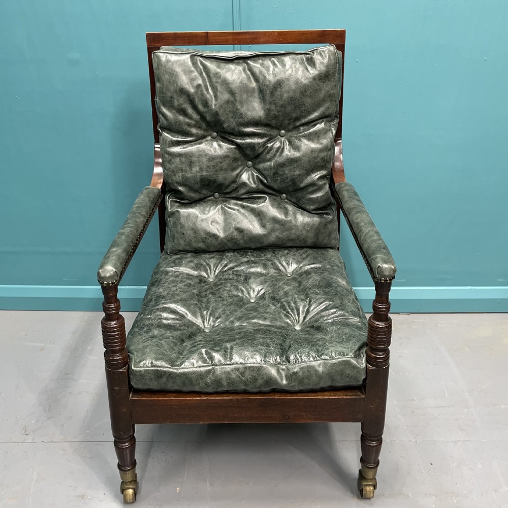 Late Georgian bergere armchair on castors View VIII