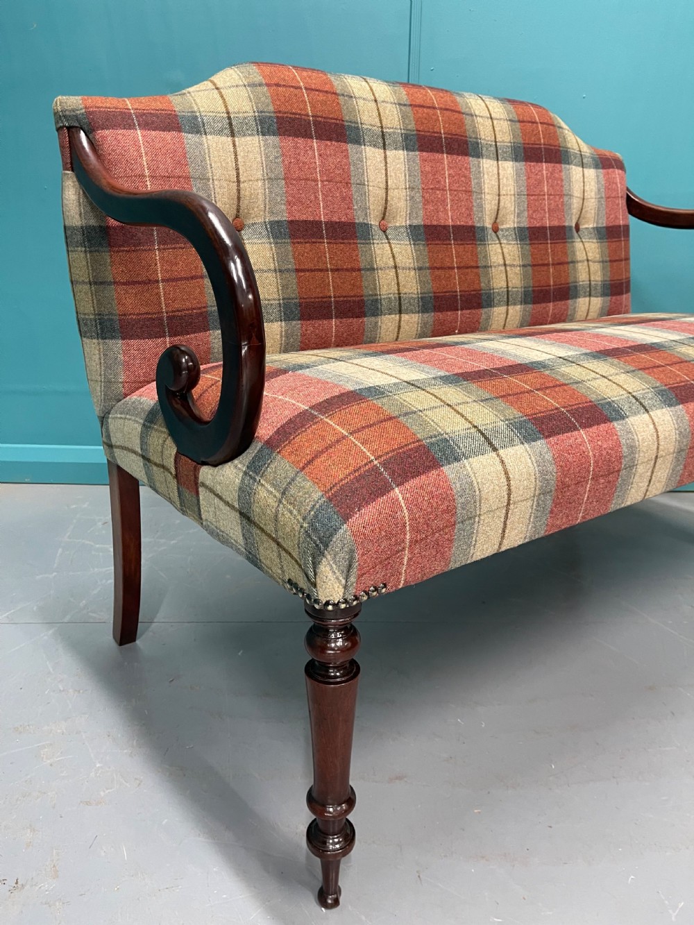 Newly upholstered occasional two seat sofa View II
