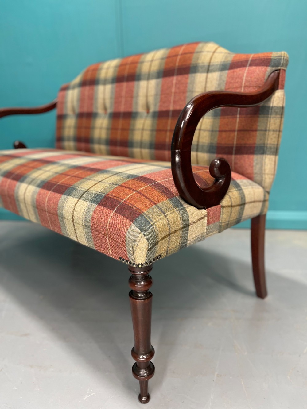 Newly upholstered occasional two seat sofa View V