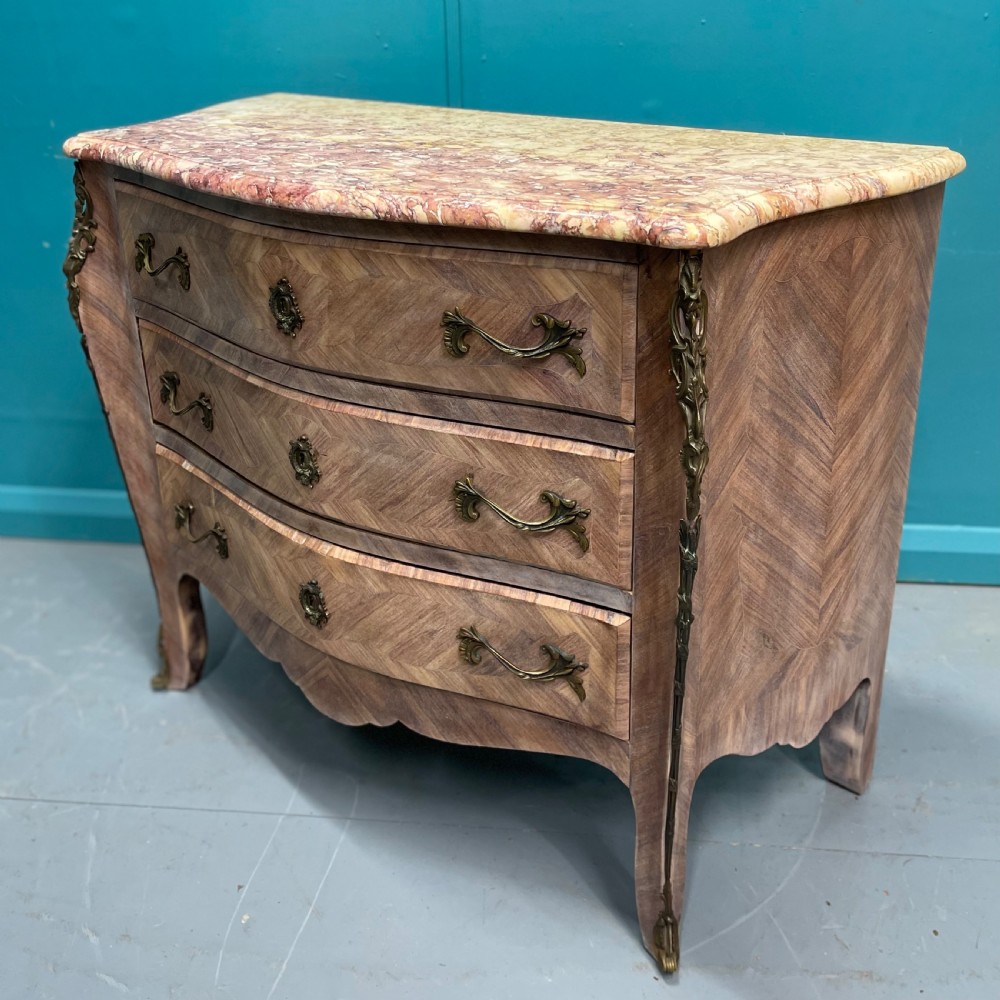 French limed walnut marble top commode  View III