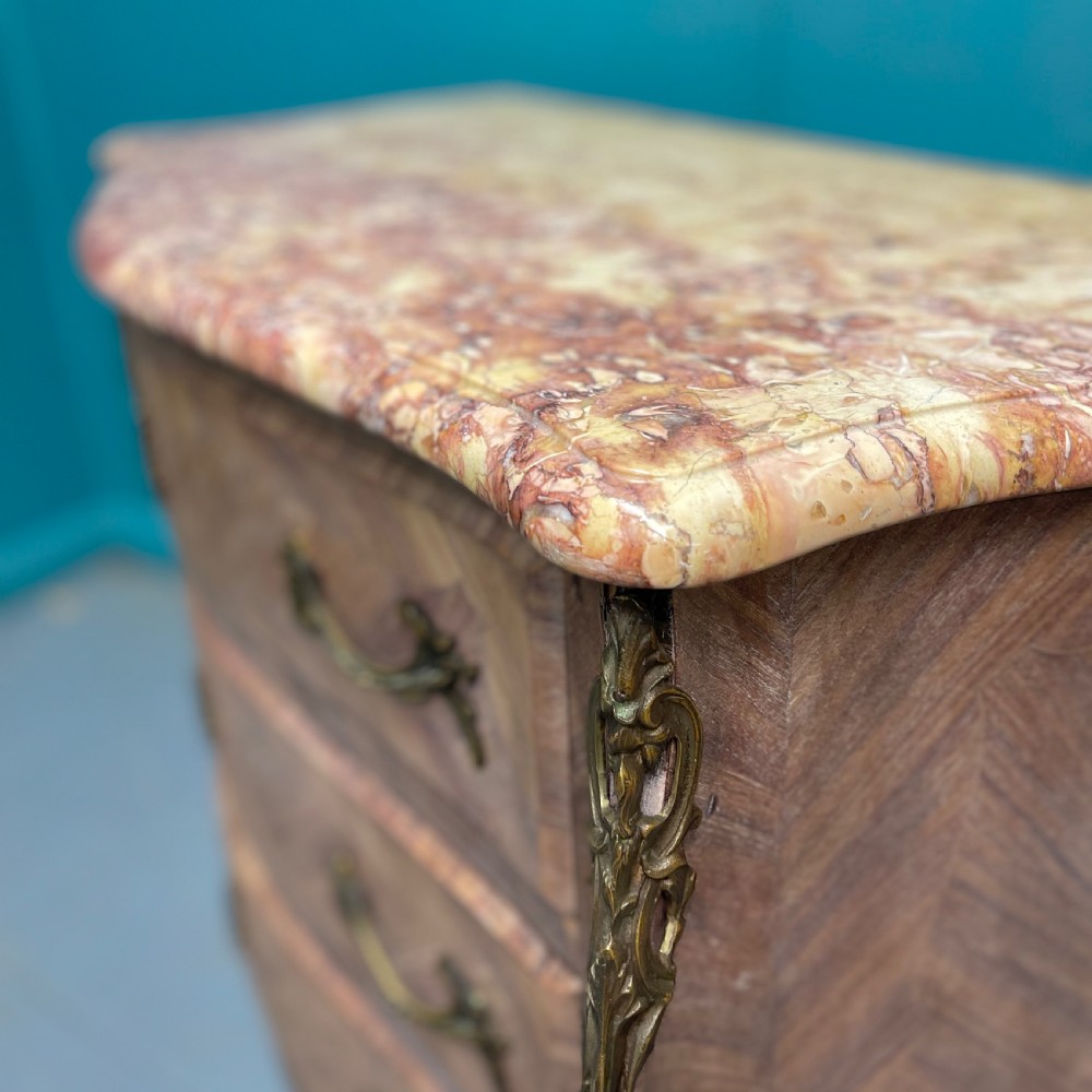 French limed walnut marble top commode  View IV
