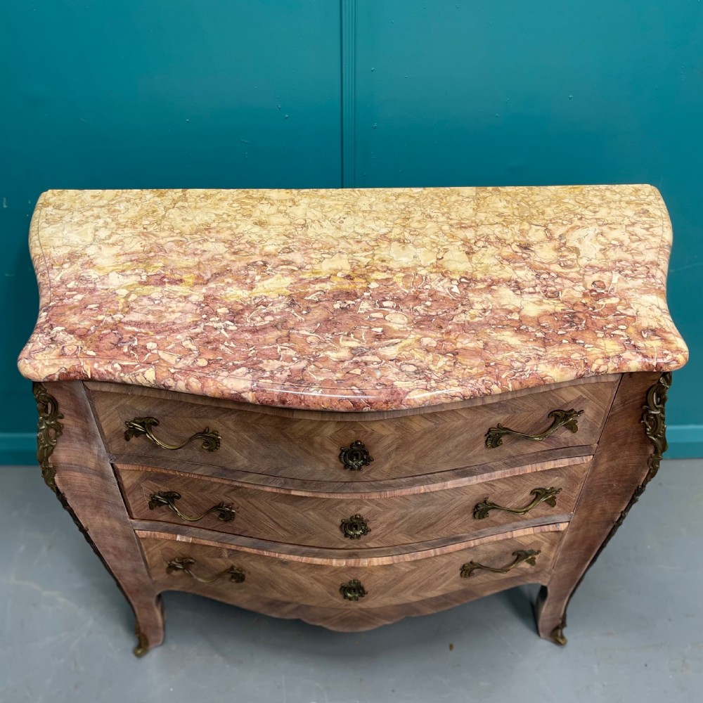 French limed walnut marble top commode  View V