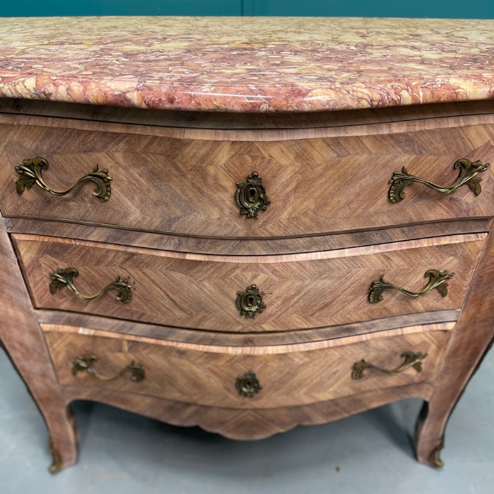 French limed walnut marble top commode  View VII