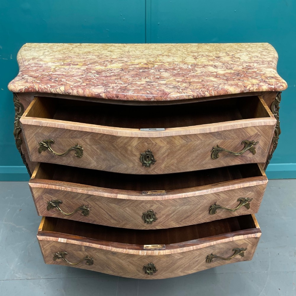 French limed walnut marble top commode  View VIII