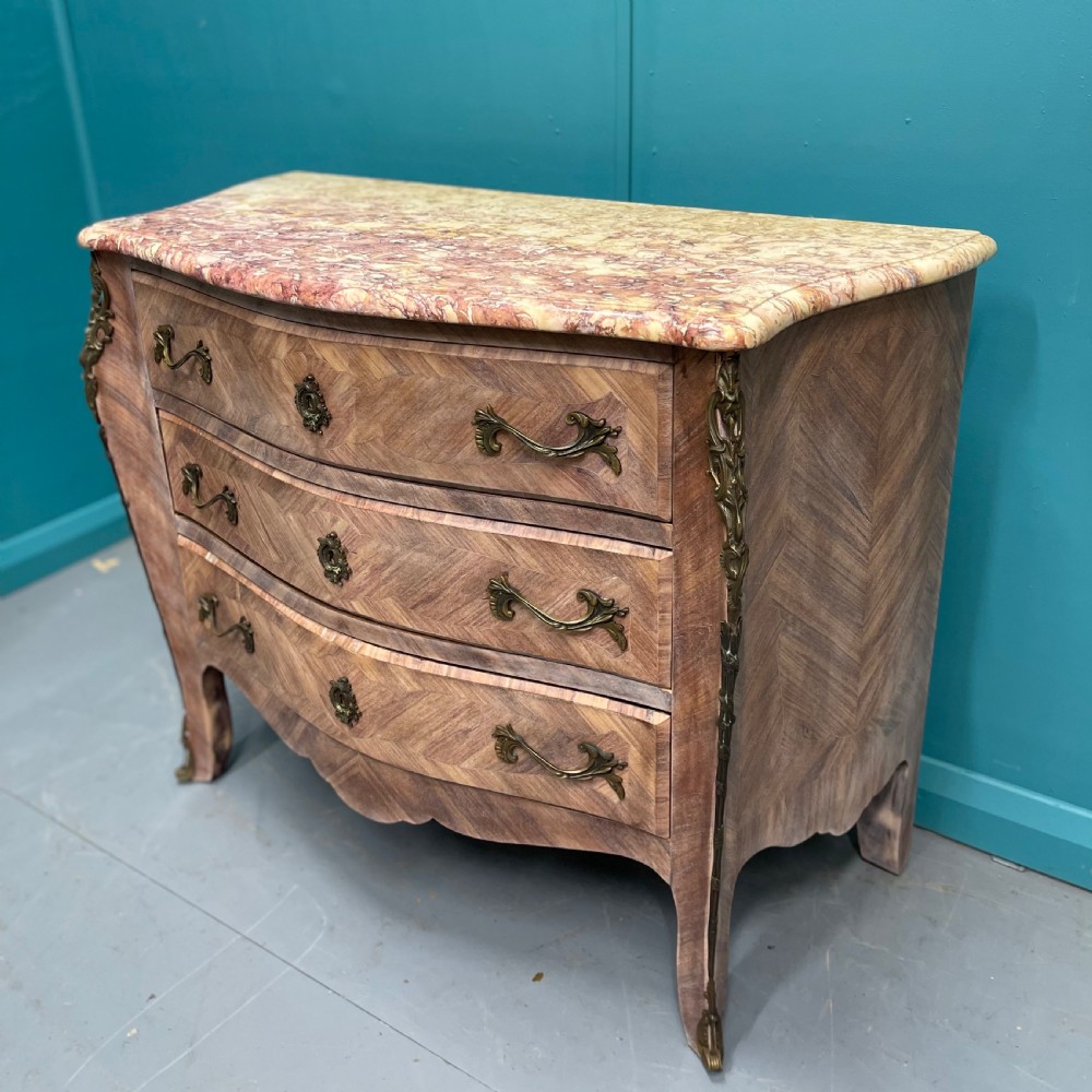 French limed walnut marble top commode  View X