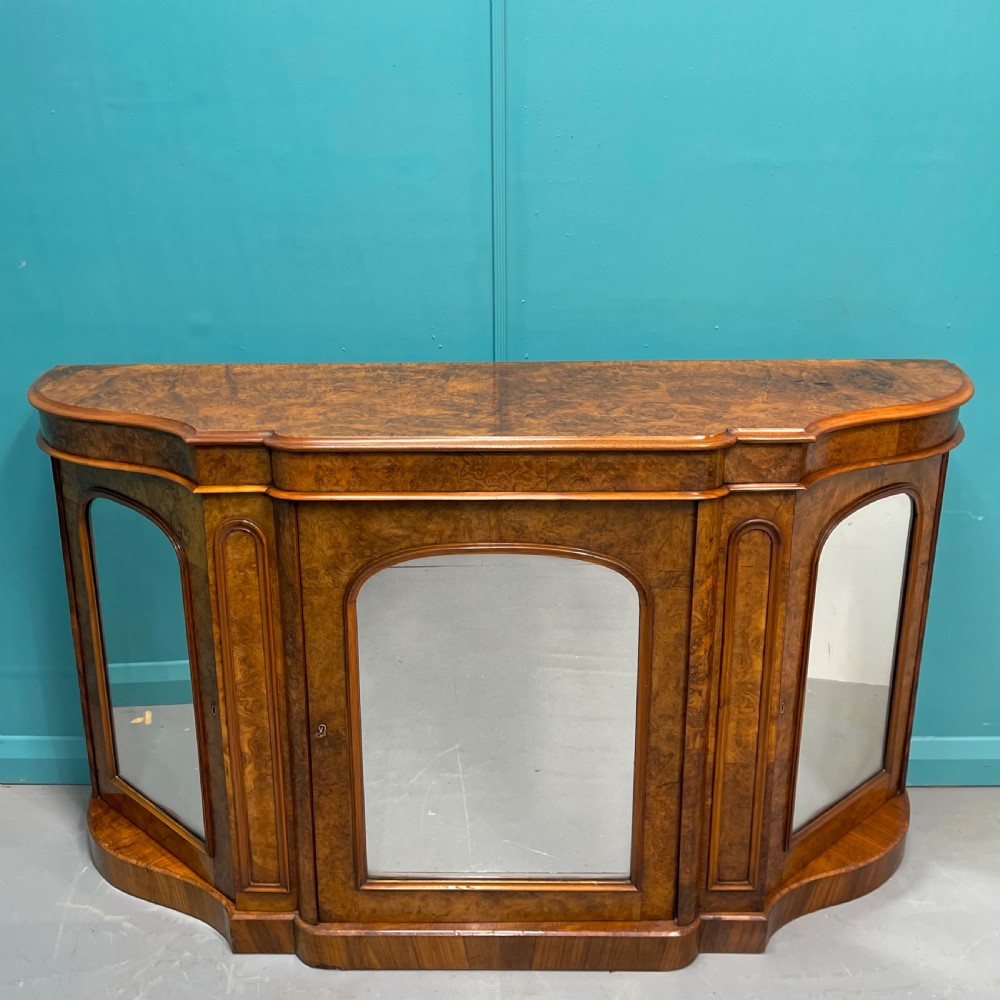 19th century burr walnut mirrored credenza View II