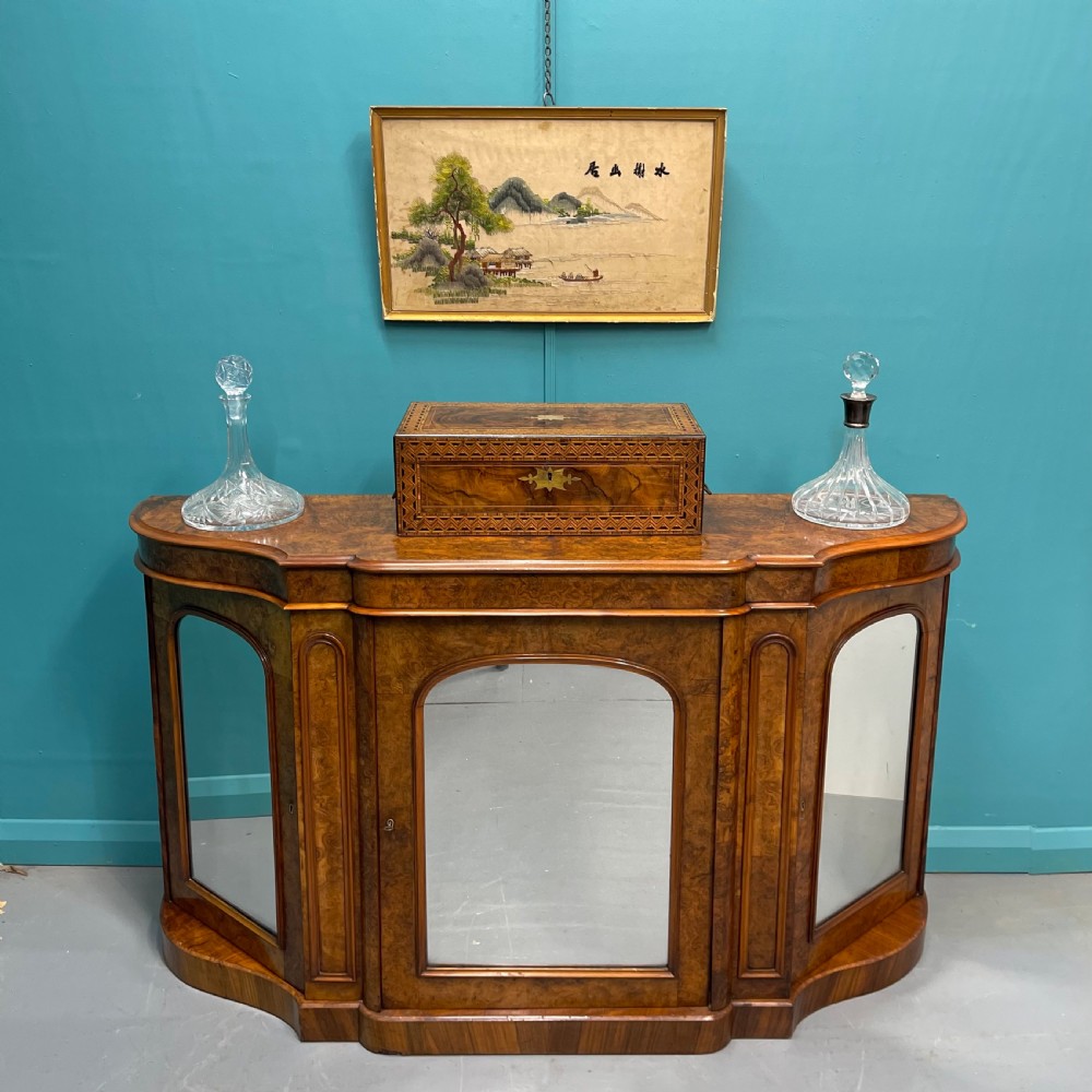 19th century burr walnut mirrored credenza View VIII