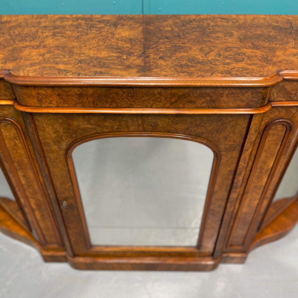19th century burr walnut mirrored credenza View III