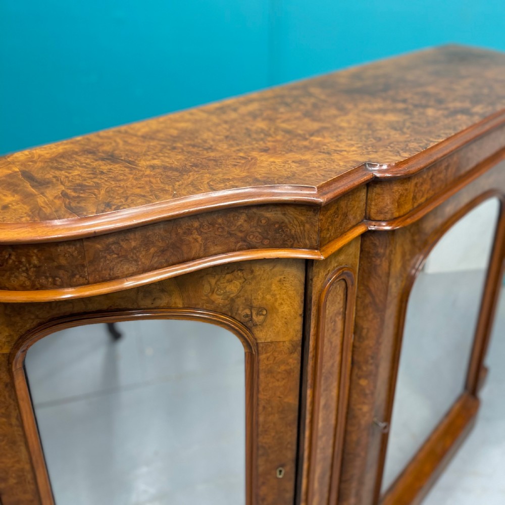 19th century burr walnut mirrored credenza View IV