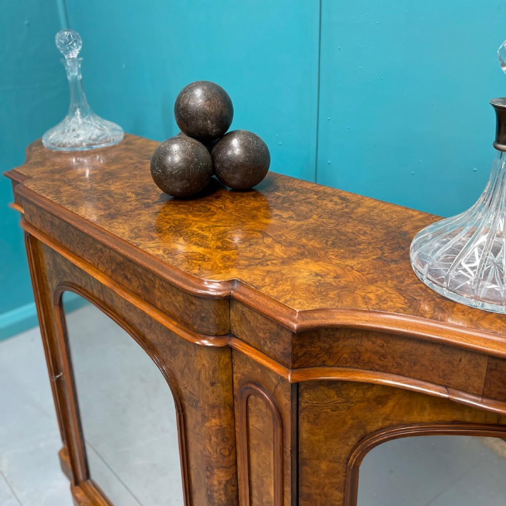 19th century burr walnut mirrored credenza View V