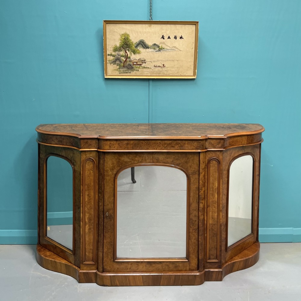 19th century burr walnut mirrored credenza View IX