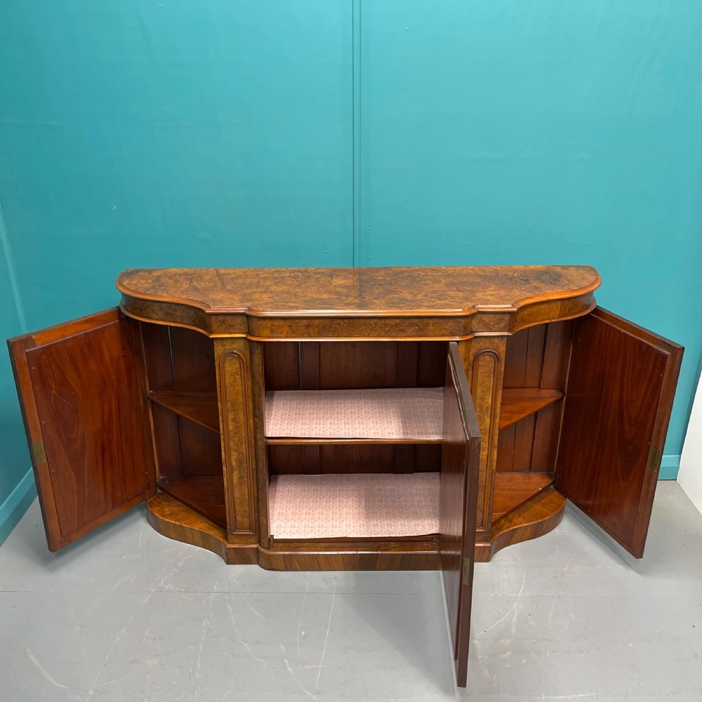 19th century burr walnut mirrored credenza View X