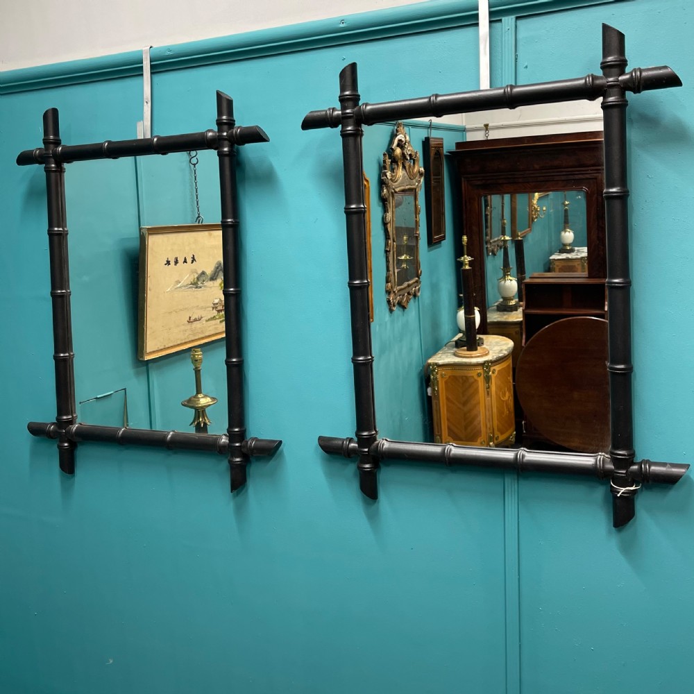 Pair of ebonised faux bamboo mirrors View V