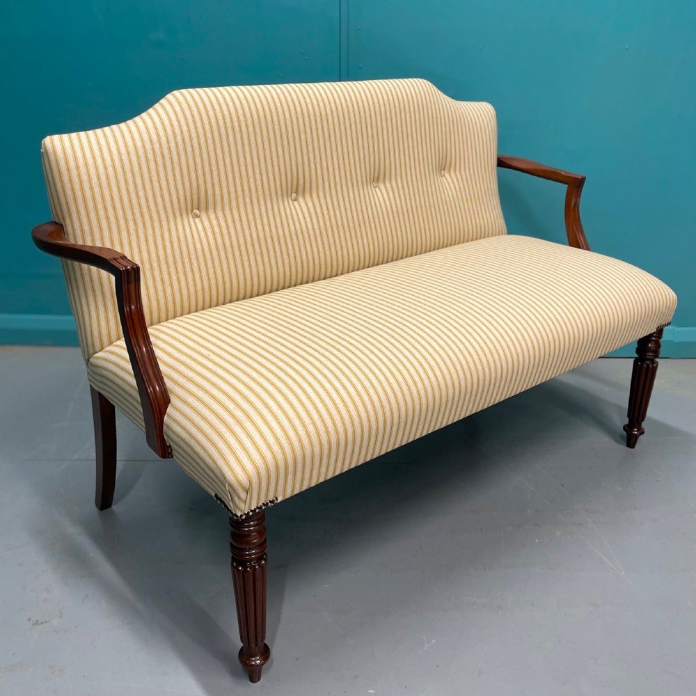 Newly upholstered Georgian occasional sofa View III