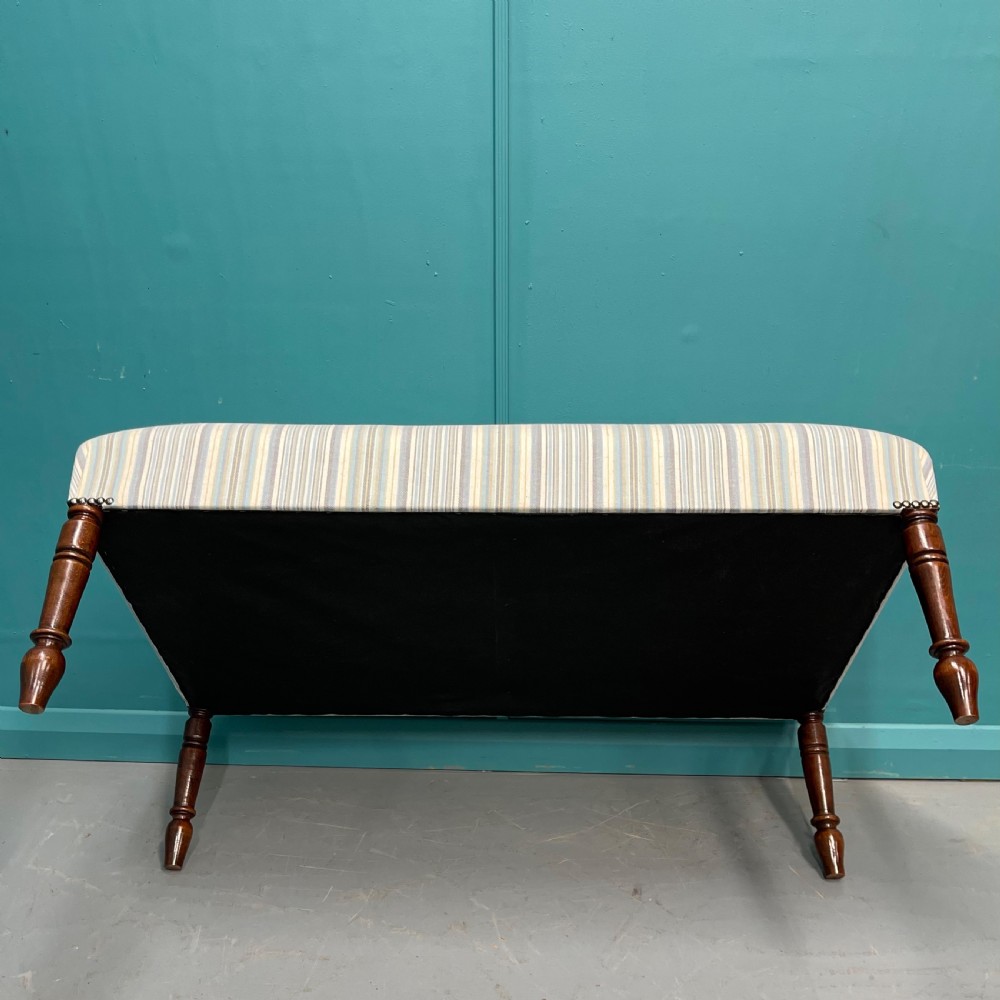 Newly upholstered pastel stripe ottoman stool View VII