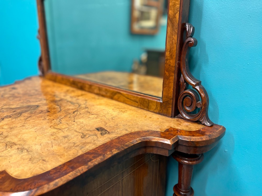 Burr walnut music pier cabinet with mirror back View VI